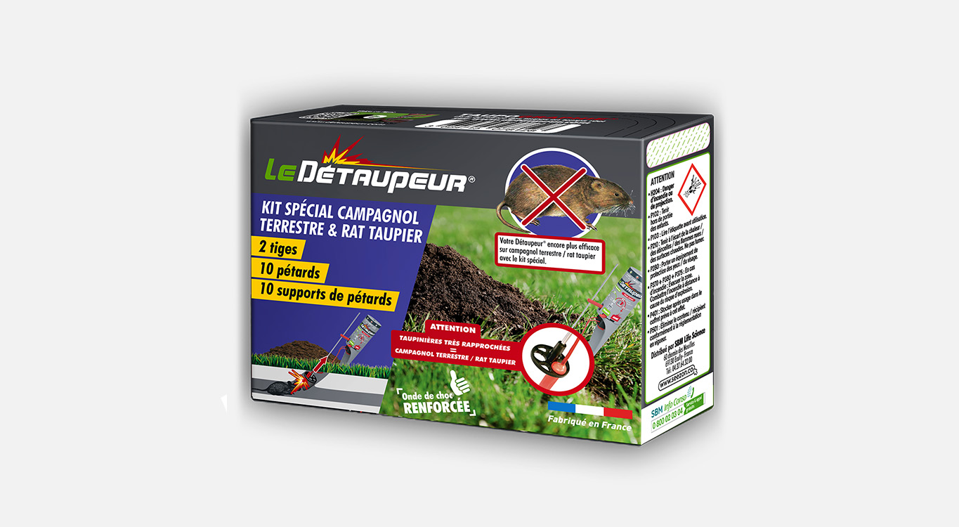 DETAUPEUR Kit Complet Anti Taupes Et Rats Taupiers - Piège Pyrotechnique Puissant Avec Valisette Et Recharge